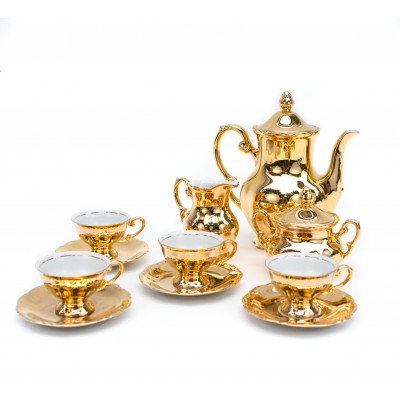 Złoty serwis do herbaty na cztery osoby. Sygn. Mitterteich Bavaria. 
